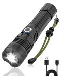 LED Torch Light, 20000 Lumens Bright Light Torch, 5000mAh, IP67 Waterproof, Rechargeable Tactical Torch Light, Handheld Flashlight, Portable USB Rechargeable Light for Trekking, Emergency
