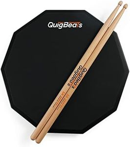 QuigBeats Drum Pad & Premium Drum Sticks, Silent Drum Practice Pad with Pitch Matched 5A Drumsticks, 12 Inch Single Side Practice Drum Pad - Dark Night Pad&5A-A