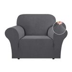 Turquoize Stretch Couch Cover Sofa Cover Chair Covers for Living Room Chair Slipcover with Arms Non Slip Arm Chair Cover Jacquard Pet Friendly Chair Furniture Protector (Armchair, Charcoal Gray)