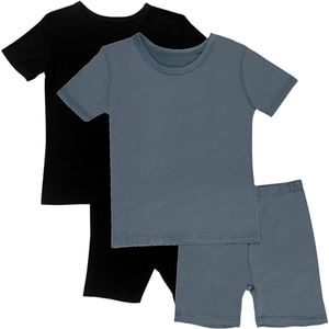 GUISBY Rayon Summer Short Sleeve Pajamas, Kids Cool Jammies Underwear 2-Packs 12-18 Months