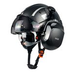 Industrial Safety Helmet With Double Goggles Visor Ear defenders Muffs Work Hight Carbon Fiber ABS Safety Hard Hats Vented For Industrial hard hats Construction Head Protection