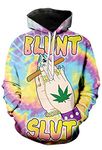 GGmar Retro Blunt Slut Hoodie Trippy Tie dye Weed Leaf Casual Sweatshirt, M