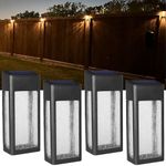 GOODFOEVER 4 Pack Solar Fence Lights Solar Post Accent Light/Wall Light for Outdoor, Yard, Fence, Porch and Garage, Body in Aluminum and Glass Waterproof