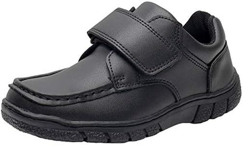 Ahannie Boys Soft School Uniform Shoes, Kids Comfort Oxford Dress Shoe(Toddler/Little Kid/Big Kid), Black-01, 5 Big Kid