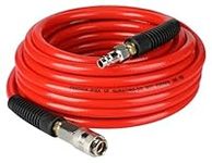 YOTOO PVC Air Compressor Hose 10m Long 6mm ID X 11mm OD 300 PSI with 1/4-Inch Europe Steel Quick Coupler Fittings and Bend Restrictors for Heavy Duty, Lightweight, Flexible at All Weather Use, Red