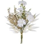 Artificial Flowers, Fake Dahlia Bouquet, Silk Flower DIY Floral Arrangement Plant for Home Wedding Table Centerpieces Party Interior Decoration Wall Hanging White