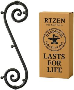 RTZEN Vertical Farmhouse Small Key Holder for Wall - Handcrafted Swirl Decorative 5 Key Hooks for Home Entryway - Wrought Iron Black Wall Mount Key Rack Purse Coat and Leash Holder or Organizer