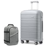 Kono Luggage Set 2 Piece Suitcase Trolley Hard Shell with Cabin Travel Bag Lightweight Business Backpack (Gray, 28")