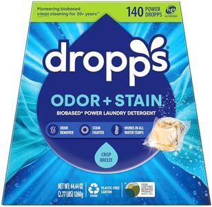 Dropps Stain & Odor Laundry Detergent Pods: Clean & Crisp| Deep Cleans Fabrics | Keeps Clothes Fresh | Prevents Odors | HE | Powered by Natural Plant-Based Ingredients | Low Waste Packaging | 140 Count