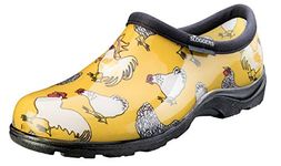 Principle Plastics Sloggers 5116CDY10 Chicken Print Collection Women's Rain and Garden Shoe, Size 10, Daffodil Yellow