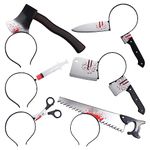 JNAWA 6Pcs Halloween Horror Hair Bands Bleeding Axe Scissor Knife Headbands Zombie Cosplay Hair Accessories Novelty Party Props for Halloween Carnival Masquerade