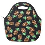 Neoprene Lunch Bag Insulated Lunch Box Tote for Women Men Adult Kids Teens Boys Teenage Girls Toddlers ((Pineapple) Black)