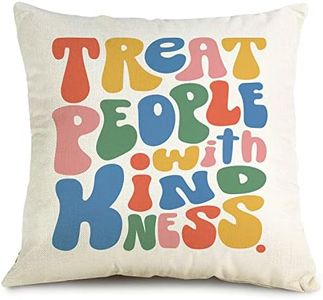 OUz Treat People with Kindness Pillow Case - Inspirational Quotes Throw Pillow Covers, Cute Pillow Cover, Teen, Girl Room Sofa Bed Pillowcase Decor 18 x18inch -8L104