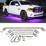 LEDGlow 6pc Purple Flexible Truck Slimline LED Underbody Underglow Accent Neon Lighting Kit - 4 Unique Patterns - Water Resistant, Low Profile Tubes - Includes Control Box & Remote