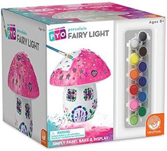 MindWare Paint Your Own Fairy Mushroom House Light - Craft Kit Includes 2 Tea Lights, Paint, Brushes and Instruction Guide