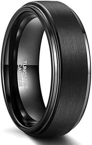 Greenpod 6mm 8mm Black Tungsten Rings for Men Women Brushed Wedding Bands Ring Matte Finished Comfort Fit Size 4-15, Tungsten, tungsten