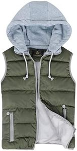Gihuo Women's Puffer Vest Zip Up Quilted Padded Winter Sleeveless Hooded Vest Gilet Warm Jacket Outerwear Vest (Army-XL)
