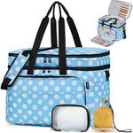 IBFUN 3PCS Crochet Bag with Wrist Yarn Holder, Large Yarn Storage Tote Waterproof Knitting Bag Organizer with Adjustable Strap for Hooks, Needles (Up to 14"), Accessories, Crochet Lovers, Tangle-Free