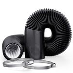 Adair 4inch x 10ft (3M) Air Ducting Tumble Dryer Vent Hose 100mm Black, Wide Long Flexible Aluminium PVC Air Hose, Includes Hose Clamps, Suitable for Air Conditioner, Bathroom Extractor Fan (3 Metre)