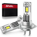 SNGL 2024 Upgraded H7 LED Headlight Bulb 6000K Cool White, 16 CSP Chips 360% Brighter, 1:1 Mini Size No Adapter Required Plug and Play, Replace H7 Halogen Bulb, Pack of 2