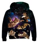 Kinberr Boys 3D Printing Pullover Cat Hooded Sweatshirts for Girls Novelty Fashion Long Sleeve Hoody Top with Pocket for Gym