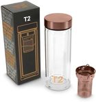 T2 Boxed Double Walled Glass Flask with Stainless Steel Infuser, 300 ml/10 floz, Rose Gold