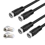 Coaxial Cable 1ft, Short Coax Cable 1 Foot, 2-Pack 0.3m with Right Angle Connectors, RFAdapter Black 75 Ohm Shield Digital RG6 Cables with F-Male Connectors, Ideal for TV Antenna DVR Satellite