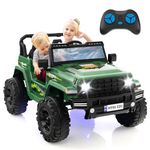 GYMAX 24V Kids Ride on Car, 2-Seater Battery Powered Toy Car with Remote Control, Lights, Music, Bluetooth, Radio, USB Port, High/Low Speed&Slow Start, Children Electric UTV for 3 Years Old+ (Green)