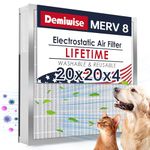 Demiwise 20x20x4 Washable Electrostatic Air Filter, MERV 8 Aluminum AC/HVAC Furnace Filter, Reusable Permanent Air Filter, Lasts a Lifetime, Increases Airflow（Actual Size:19.76"x19.76"x3.58")