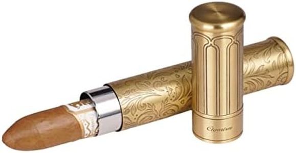 CIGARISM Cigar Travel Tube Humidor Case, Vintage Bronze Flower Embossment, Up to Ring Gauge 64