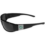 NFL Siskiyou Sports Fan Shop New York Jets Chrome Wrap Sunglasses One Size Black