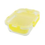 Banger Basket Two Compartment Borosilicate Glass Container Cleaning Tool with Sealable Lid (Yellow)