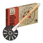 Chef Pomodoro Mini Aluminum Turning Pizza Peel with Wood Handle for Easy Storage, Metal Pizza Peel, Gourmet Luxury Pizza Paddle for Baking Homemade Pizza Bread (7-Inch)