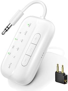 SONRU Newest Bluetooth 5.3 Transmitter Receiver, Dual Connection, 24H Long lasting Battery, aptX-Low Latency Bluetooth Adapter with 3.5mm Jack RCA Cable, Aux Audio Adapter for TV/Plane/Gym/Car/Home