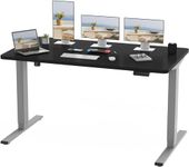 FLEXISPOT 160x80cm Electric Standing Desk Height Adjustable Desk Desktop Sit Stand Desk Stand Up Desk with Memory Smart Pannel (Silver Frame+Black Desktop)