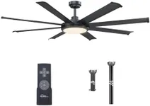 Ceiling Fans with Lights and Remote, 60 Inch Black Large Ceiling Fan for Bedroom Living Room, Modern Flush Outdoor Ceiling Fans LED Lighting, DC Motor Reversible 8 Blades, Ventilador de Techo con Luz