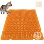 YITESHI Scat Mat for Cats, 16x13 Inch Cat Deterrent Indoor Mat, Cat Scat Mat with Spikes Outdoor Use, Humane Pet Repellent Fence, Orange Color for Cat/Dog Easily See