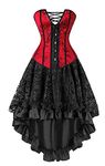 Kelvry Women's Basque Gothic Boned Lace Corsets and Steampunk Bustiers Dress with Skirt Plus Size