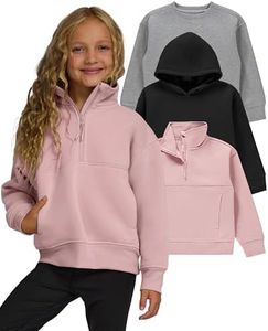 PURE CHAMP Girls Sweatshirt 3 Pack Hoodie for Teen Girls Crewneck Sweatshirt Quarter Zip hoodies Fleece Sizes 4–16 Clothing(Set 2 Size 2T)