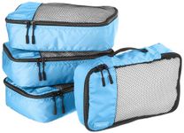 Amazon Basics Packing Cubes for Suitcases, Travel Organisers, Zipper, 4-Piece Set Bags, Small, Sky Blue