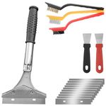 Heavy Duty Scraper Set, Wall Paper Scraper Tool with10 Blades + 3 Stove Brushes + 2 Super Scrapers, Tile Scraper Paint Scraper Tool Effortless Removal of Wallpaper, Floor Tiles, and Stubborn Material