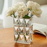 DOOSARG Glass Flower Vase, Clear Crystal Vases for Centerpieces, Heavy Handmade Modern Vases for Decor Home Bedroom Kitchen Office Living Room, 7.88 Inch (Clear)