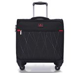 THE CLOWNFISH 'Lock n Roll' Series Luggage Polyester Soft Case Four Wheel Suitcase 15.6 inch Laptop Trolley Bag with TSA Lock - Black (18 inch)