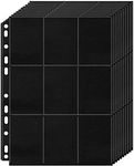 Hikrxya 900 Pockets Trading Card Covers Black, 50 Sheets Double Side 9-Pocket Blank Scrapbook Game Card Folders Card Sleeves Bags Trading Cards Films for A4 Ring Binder, Sports Football Cards