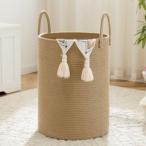 Artfeel Laundry Basket,Woven Cotton Rope Laundry Hamper,100L for Decorative Storage of Dirty Clothes,Toys and Blankets in Bathroom,Baby Room and Living Room