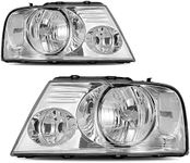 oEdRo Headlights Compatible with 2004 2005 2006 2007 2008 Ford F150 / 06-08 Lincoln Mark LT Pickup Chrome Housing Clear Lens Replacement Driver and Passenger Side