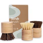 Vove | Premium Bamboo Scrub Brush | 3-Pack | Tough on Dirt, Gentle on Earth | Kitchen & Multipurpose Cleaning | Natural Fiber | Wooden Dish Brush | Long Lasting | For Washing and Cleaning