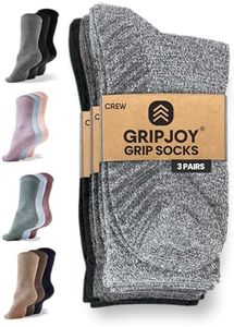 Gripjoy Non Slip Socks For Women - Gripper Socks For Women - Grippy Socks For Women - Crew, 3 Pairs