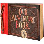 Our Adventure Book Diary Photo Scrapbook, Color cover, Retro Style Travel Souvenir Inspired by 'Up', Ideal for Photos, Gift for Couples Anniversary, Weddings, Travelling, Birthday, Christmas