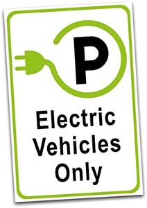 Cartel de advertencia 20x30 cm, placa compuesta de aluminio para valla, puerta, postes, resistente a la intemperie, señal de aparcamiento (12 estaciones de carga eléctrica, alto inglés)